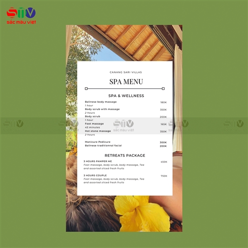 10+ ý tưởng in menu spa đẹp mắt