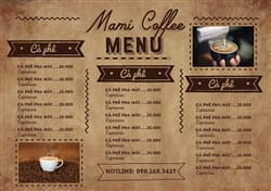 In menu quán cà phê nhanh, giá rẻ, miễn phí thiết kế tại Hà Nội