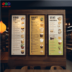 In menu treo tường - Kết hợp giới thiệu thực đơn & Trang trí quán